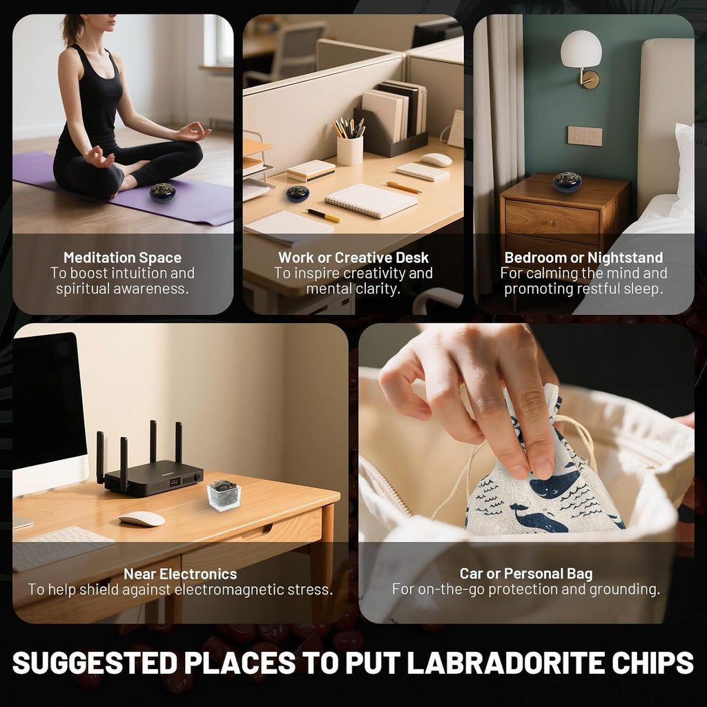 1.1lb Natural Crushed Labradorite Crystal Tumbled Chips-Moonstone Healing Crystals Chips Bulk, Crushed Crystal Gemstones for Crafts, Beautiful Package for Gift(Labradorite)