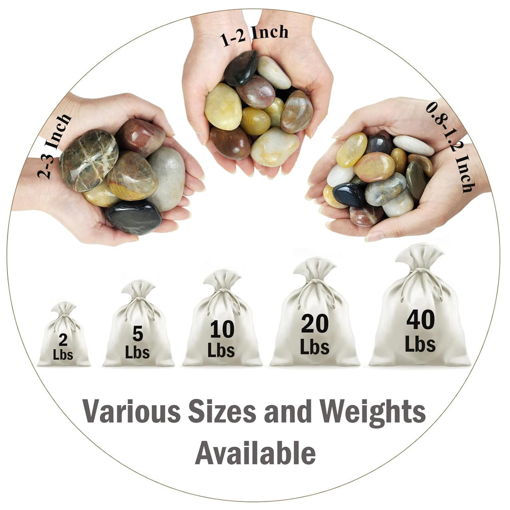 10 lbs Stones for Plants, 1-2 inch Polished Pebbles for Indoor Plants, Decorative River Rocks for Plants Vase Aquarium and Outdoor Garden Landscaping Rocks