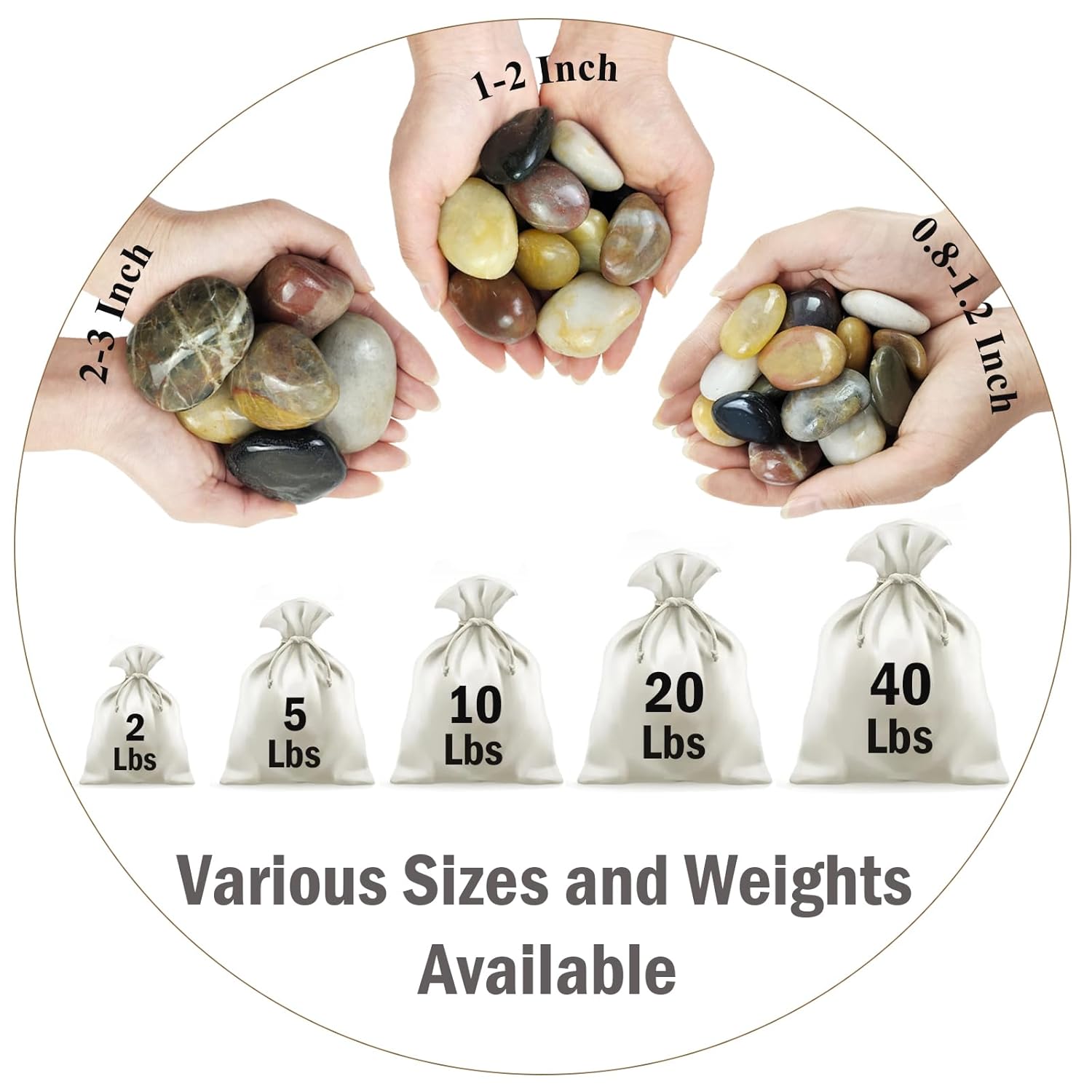 10 lbs Pebbles for Indoor Plants, 2-3 inch Large River Rocks Decorative Stones for Garden, Aquarium, Vase Fillers, Outdoor Landscaping and Backyard