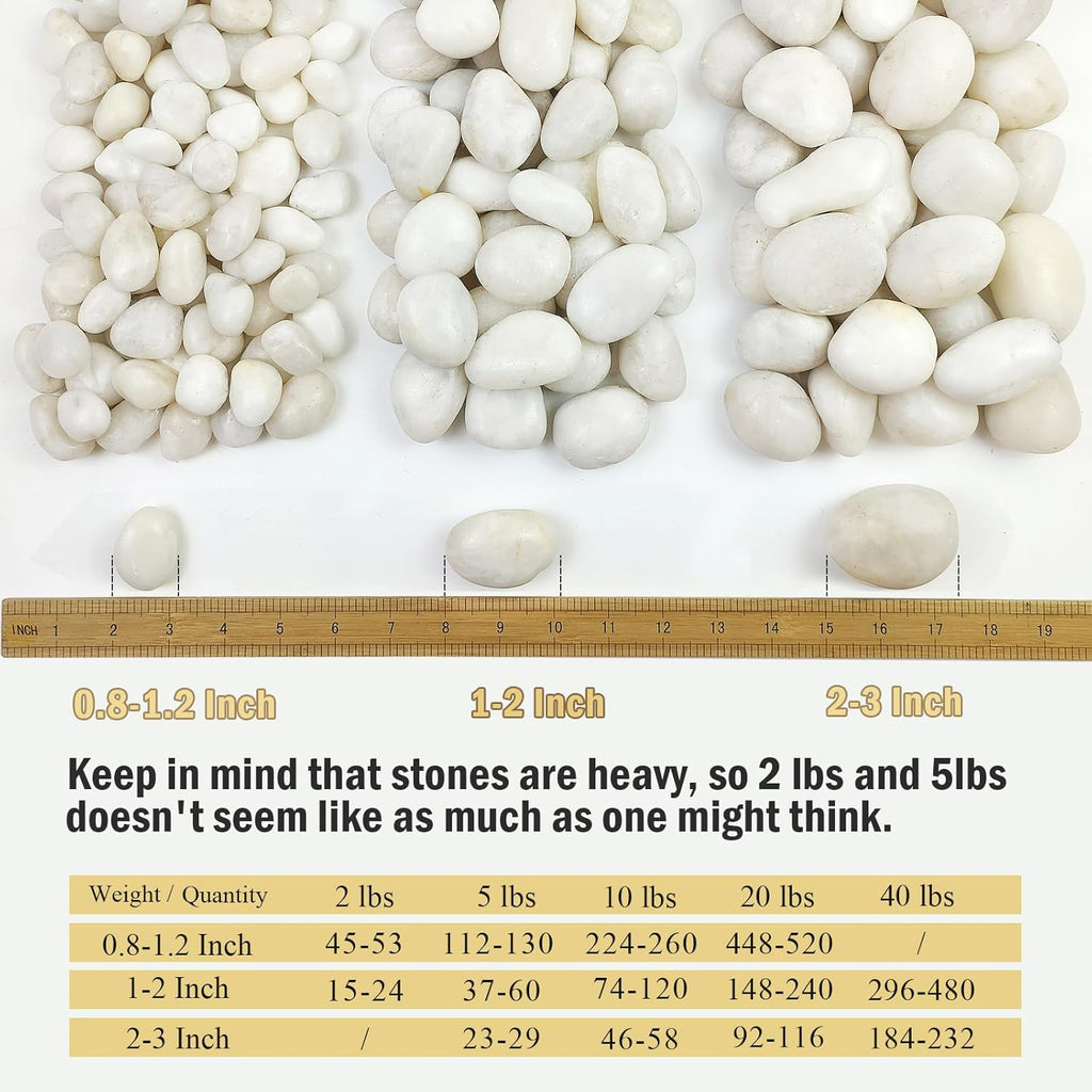10 lbs Large River Rocks for Landscaping, 2-3 inch Polished White Pebbles for Plants, Decorative White Stones for Planters Vase Aquarium and Outdoor Garden Rocks