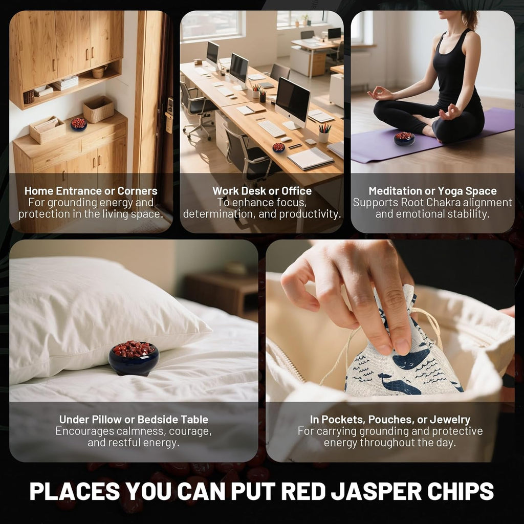 1.1lb Natural Red Jasper Crystal Chips - Red Jasper Healing Crystals Chips, Crushed Crystal Gemstones for Crafts, Beautiful Package for Gift