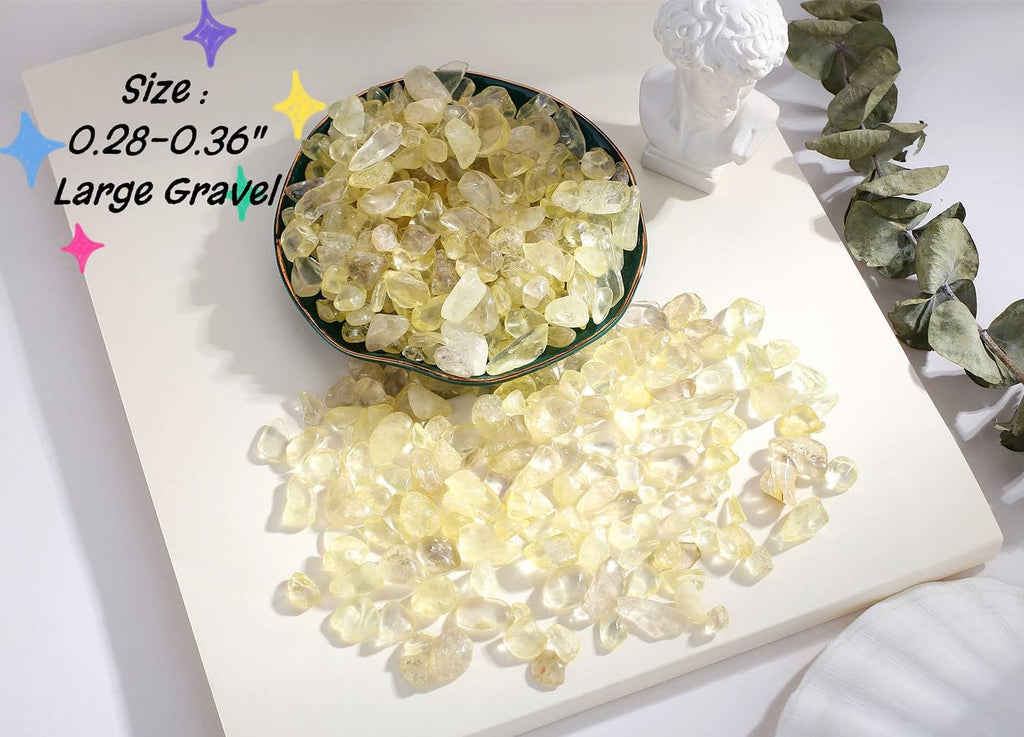 0.55lb Citrine Crystals Quartz Tumbled Stones Chips Stone Crushed Crystal Natural Irregular Polished Rocks Gem Gravel Home Decoration Aquarium Tank Succulent Plants Vase Filler Landscape Bottom 250G