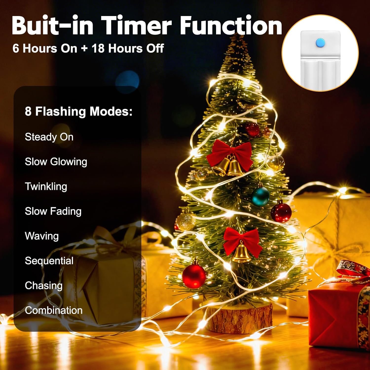 10 Pack Fairy Lights Battery Operated with Timer, 10 Ft 30 LED String Lights Indoor Outdoor, 8 Modes Waterproof Twinkle Lights for Bedroom DIY Crafts Home Party Wedding Christmas Decor, Warm White