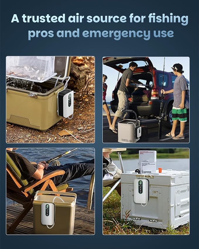 Pawfly USB Rechargeable Bait Aerator for Fishing, Portable Oxygen Pump for 5 to 100 Gallon Buckets, Livewells and Minnow Tanks