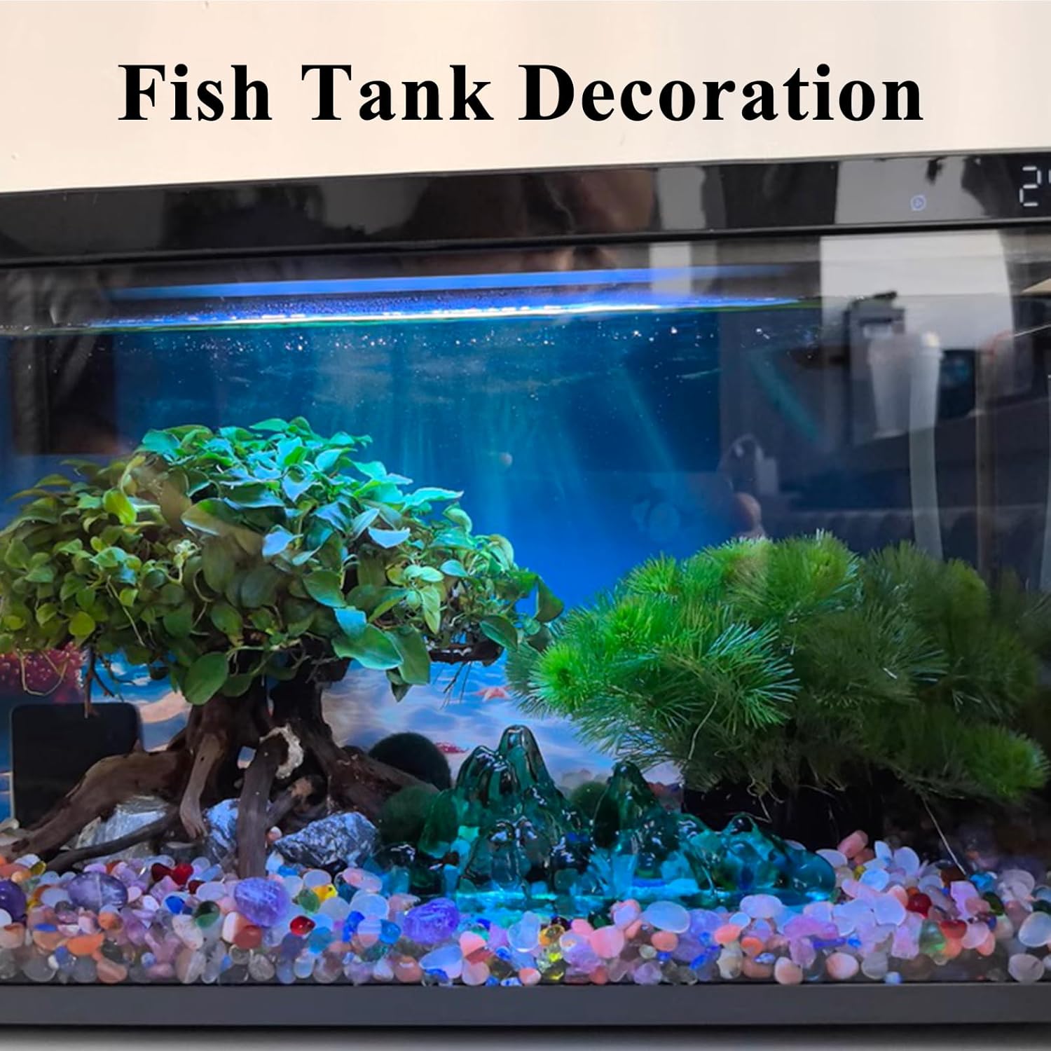 1 Lb Sea Glass for Crafts, 0.2-0.35" Gravel for Aquarium, Fish Tank, Freshwater Tank, Turtle Tank, Colorful Small Rocks for Pots Indoor, Decorative Pebbles for Indoor Plants