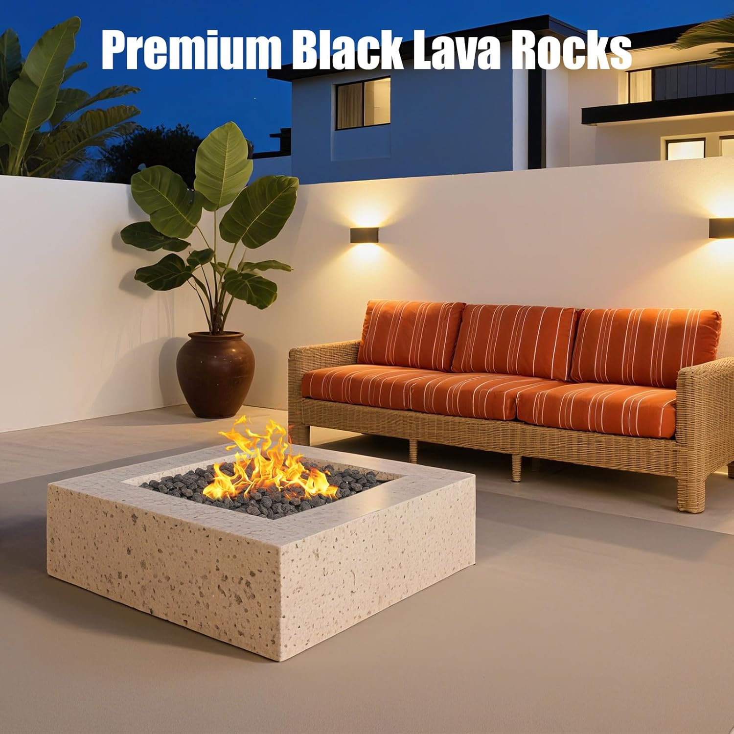 10 lbs Durable Black Lava Stones for Indoor Gas Fireplaces, Fire Pits, and Fire Pit Tables, Gas Fireplace Rocks, 0.8-1.2 Inch Fire Pit Stones for Outdoor Grills and Landscaping