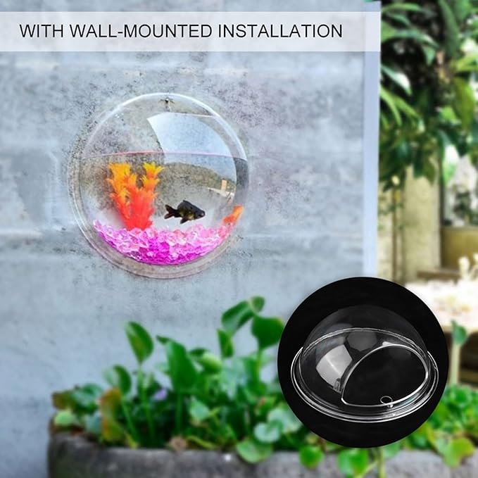 Fish Tank, Mini Wall Mounted Hanging Transparent Fish Bowl, Acrylic Fish Tank Aquarium Decoration for Flower Arrangement Aquaculture and Planting