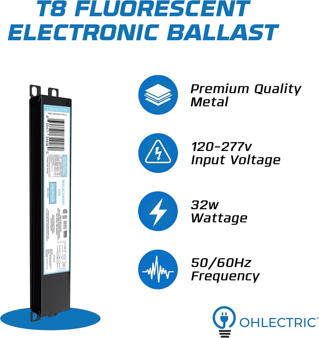 10 Pack - Replacement for ICN-4P32-SC 3 & 4 Lamp T8 Fluorescent Electronic Ballast - 120-277 Volt - Instant Start - UL Approved