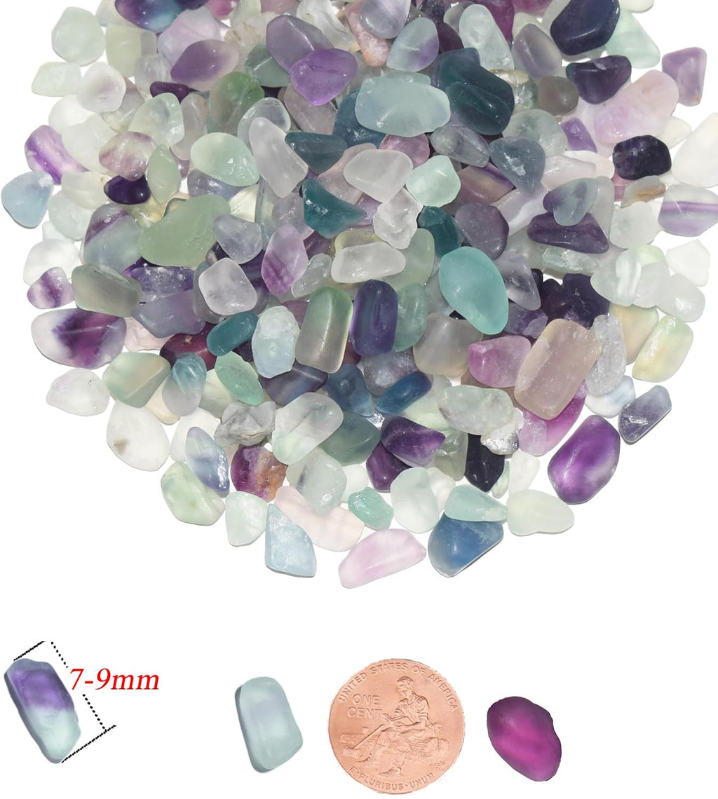 1 Lb/460g Pebbles for Indoor Plants, Bamboo, Sea Glass for Crafts, 0.2-0.35" Small Plant Pebbles for Pots Indoor Drainage, Fluorite Crystal Chips, Decorative Gravel for Aquarium, Fish Tank