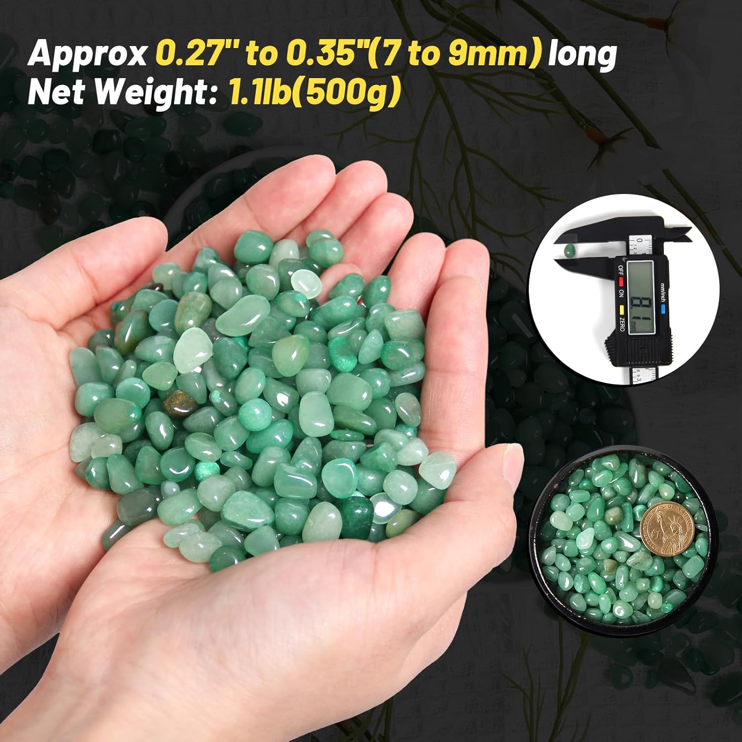 1.1lb Natural Crushed Green Aventurine Quartz Crystal Tumbled Chips-Green Aventurine Healing Crystals Chips Bulk, Crushed Crystal Gemstones for Crafts, Beautiful Package for Gift