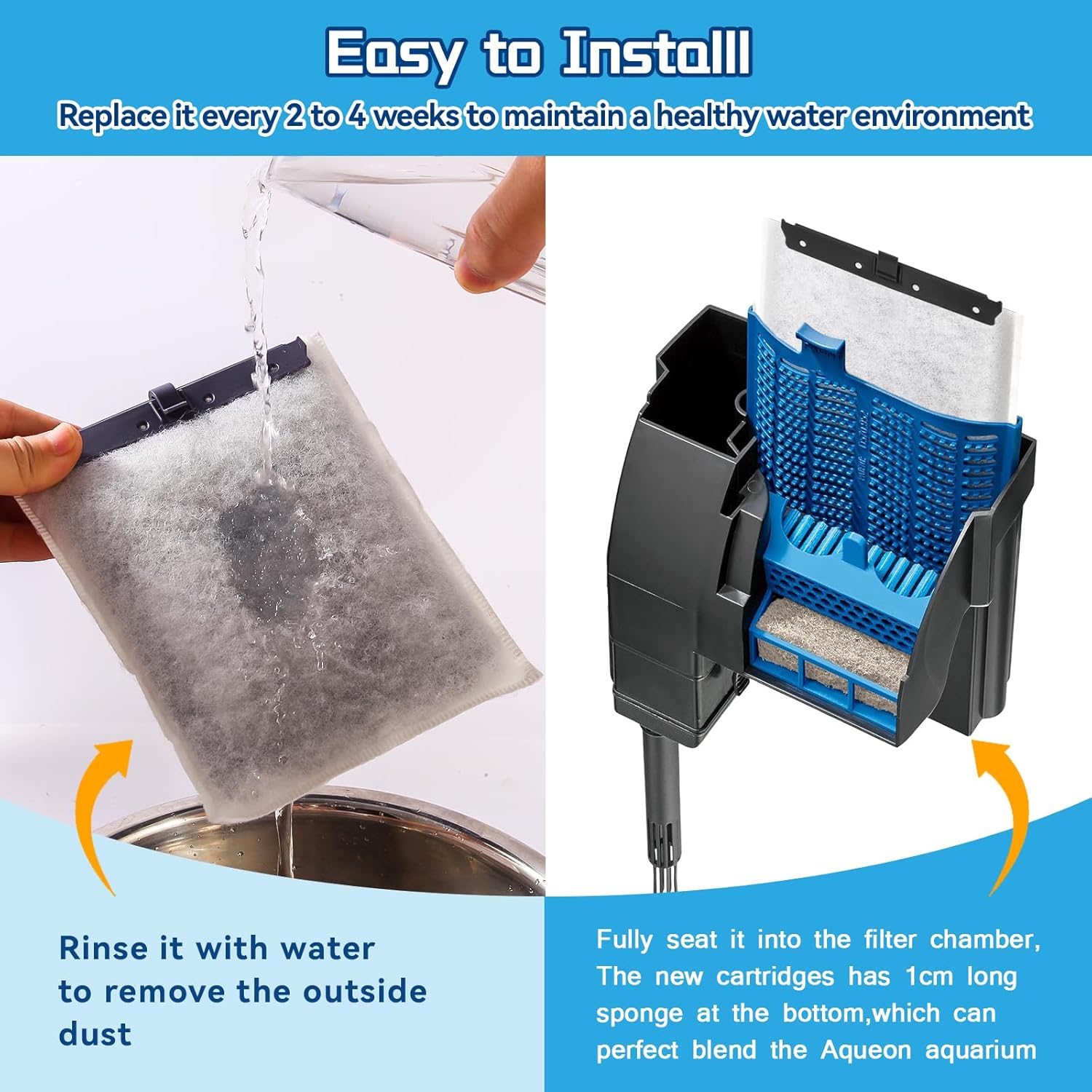 10 Pack Large Replacement Filters Cartridges Compatible with Aqueon QuietFlow Power Filter Size 20,30,50,55/75 or LED PRO Power Filter Size 20,30,50,75