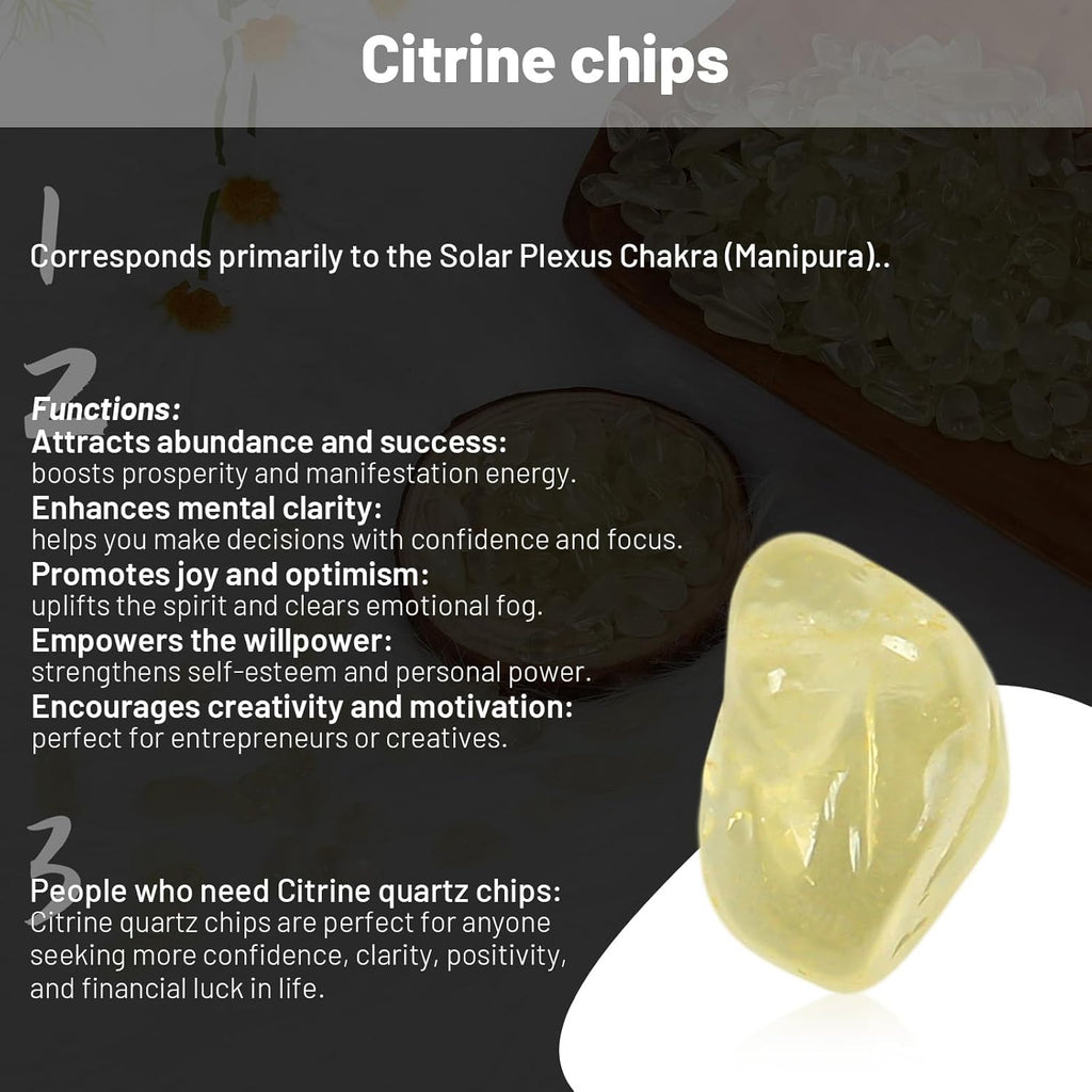 1.1lb Natural Crushed Citrine Quartz Lemon Quartz Tumbled Crystal Chips-Citrine Quartz Healing Crystals Bulk, Beautiful Package for Gift