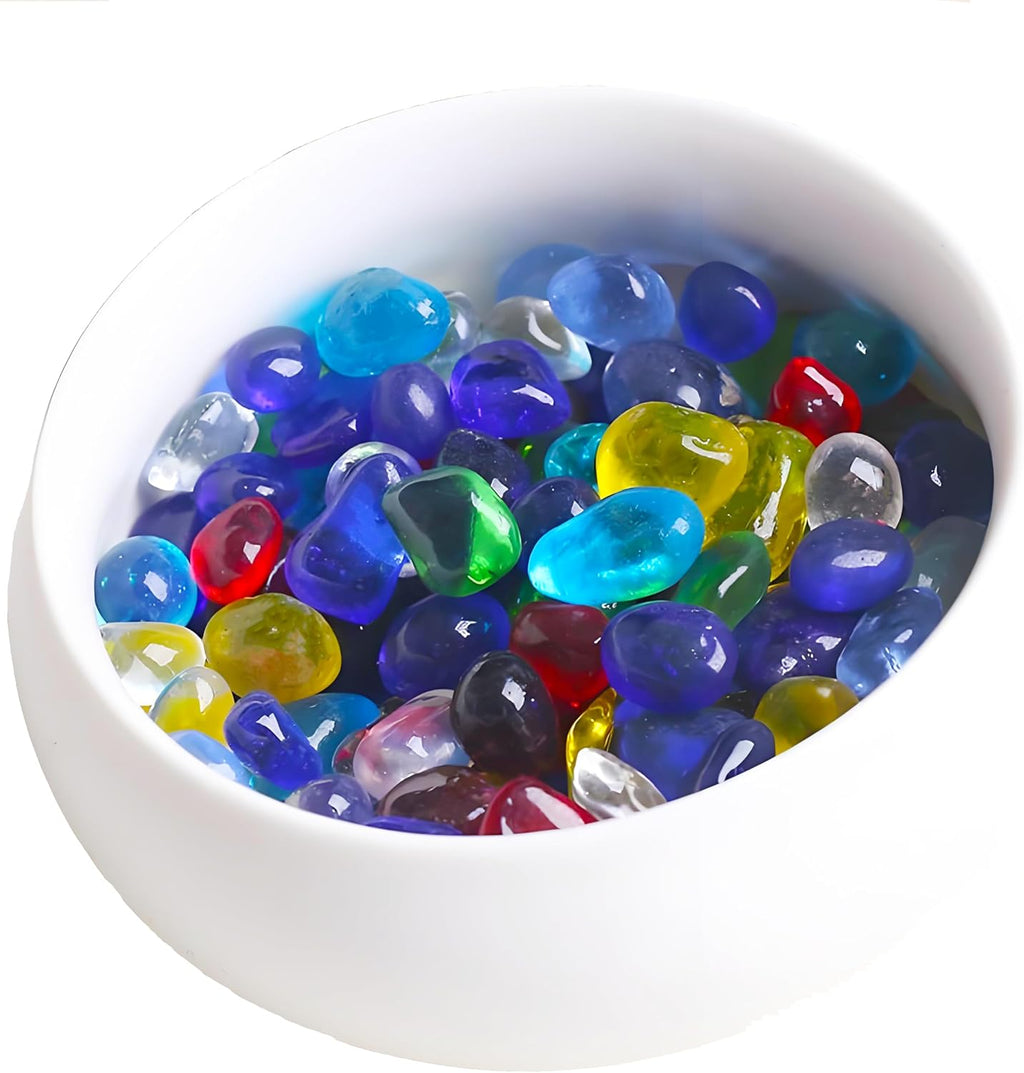 1 Lb Sea Glass for Crafts, 0.2-0.35" Gravel for Aquarium, Fish Tank, Freshwater Tank, Turtle Tank, Colorful Small Rocks for Pots Indoor, Decorative Pebbles for Indoor Plants