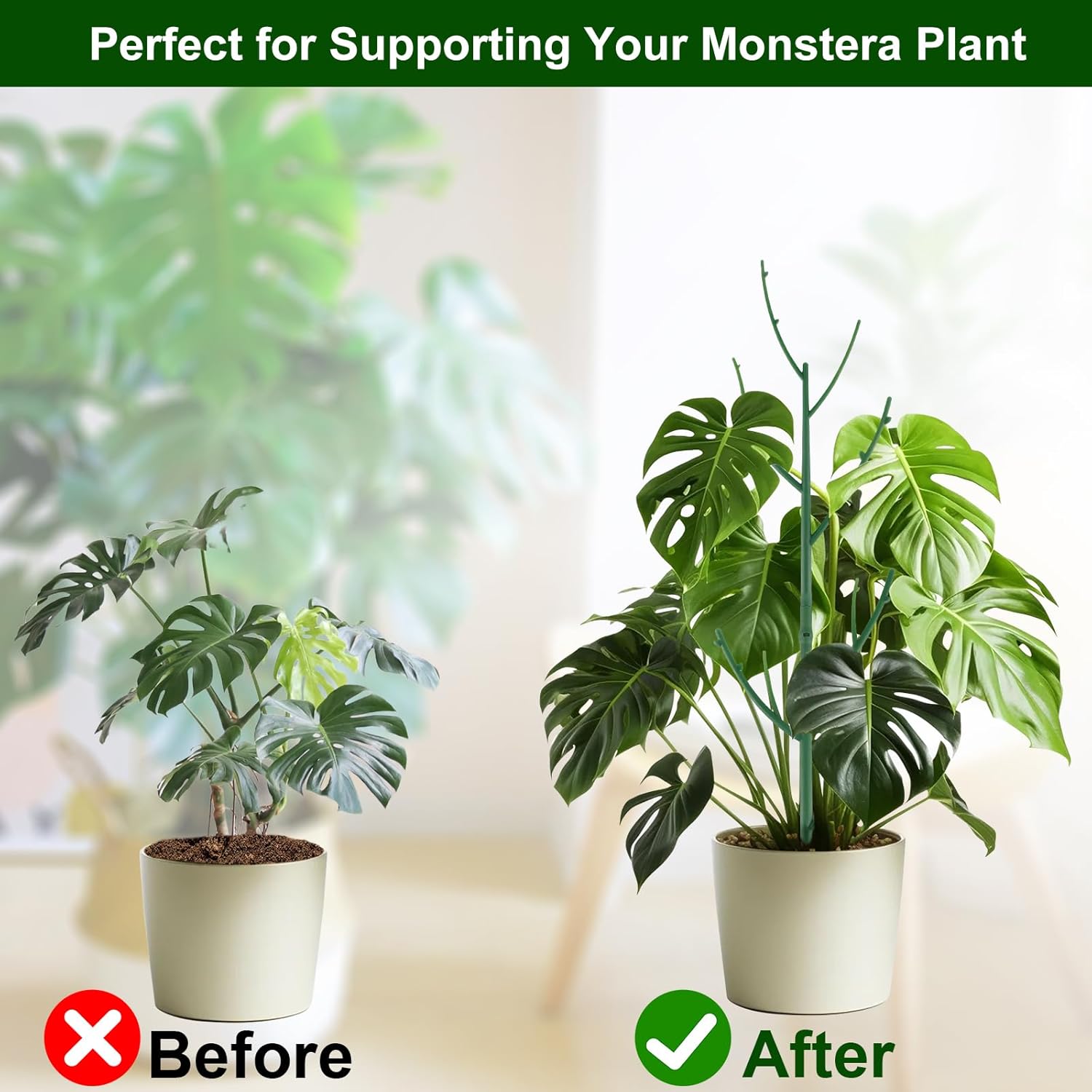 10 Pack Stackable Monstera Plant Support, Garden Stakes for Climing Plants Stem Support, Durable Plant Accessories for Indoor Outdoor Potted Plants, Pothos, Vine, Flower Use