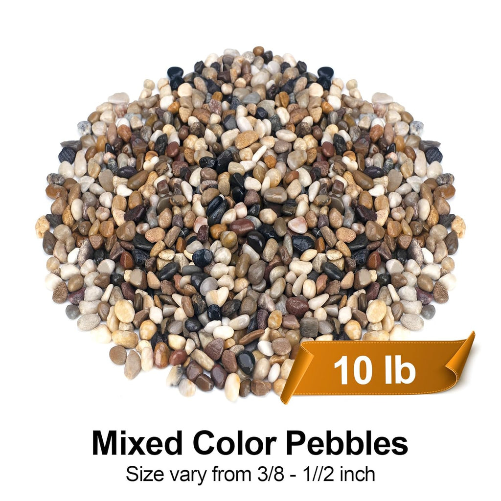 10 lbs Pebbles for Indoor Plants, Succulent, Bamboo, Vase, 3/8" Plant Rocks for Pots Indoor, Small River Rocks Decorative Pea Gravel, Highly Polished