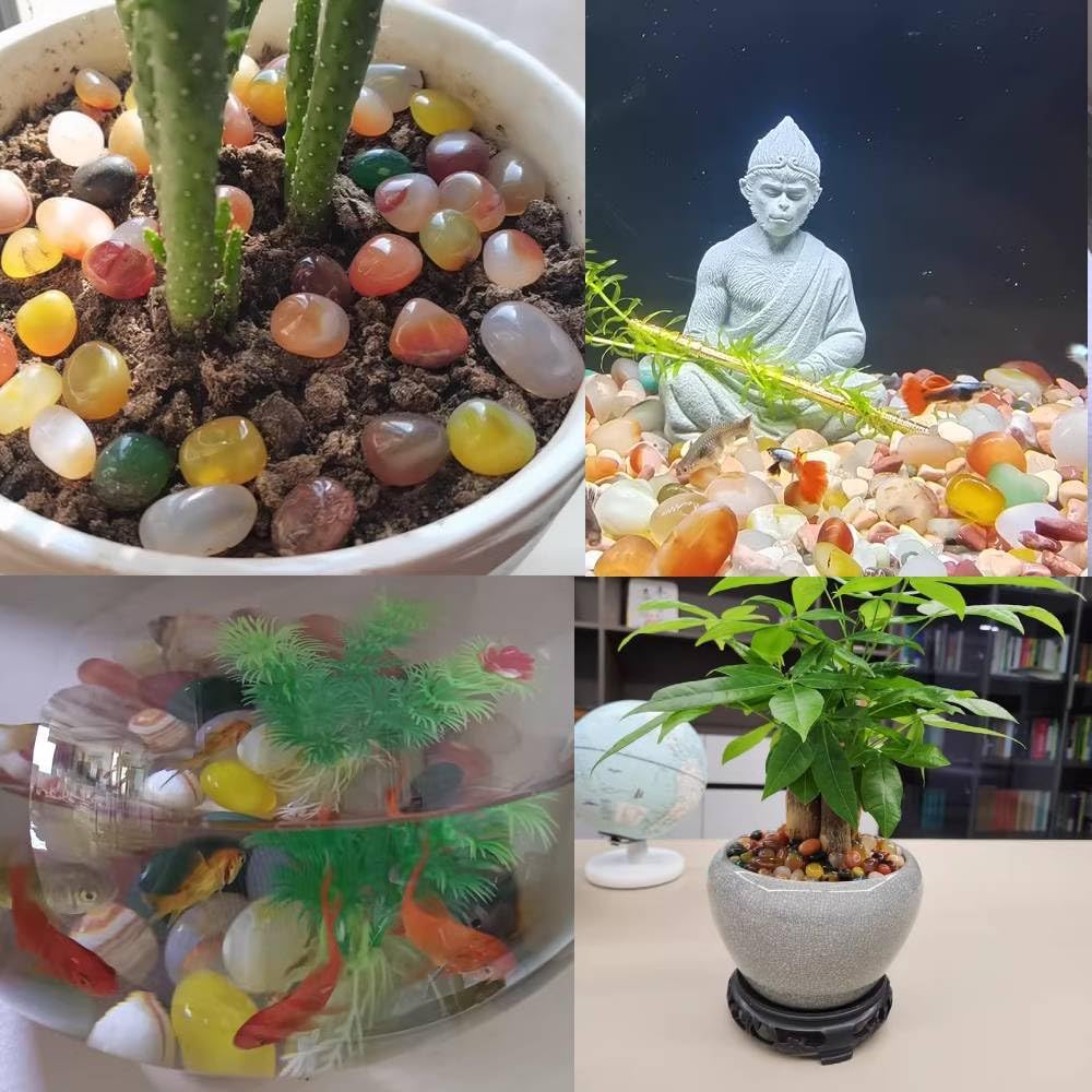 0.62lb Natural Gemstones Crystal Bulk Tumbled Polished Stones Irregular Amethyst Stones Rocks Chakra Colorful Crystal Vase Filler Decor Energy Reiki Beginner Birthday Gifts 0.47to 0.63 in