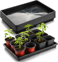 10 Pack Nursery Pots Trays (17"x11"x2"), Plastic Flat Seed Starter Trays, Durable Carrying Seedling Starter Tray, Reusable Tray for Planting and Collecting Drainage Water (Black)