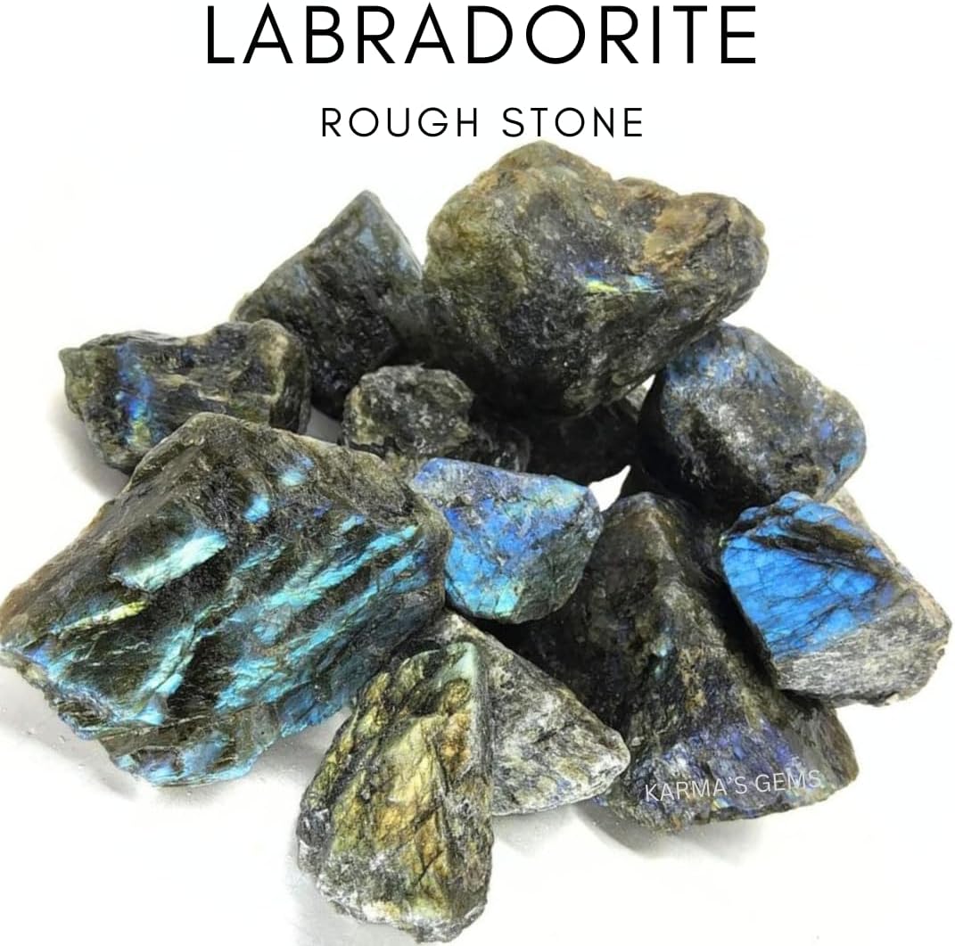 1 LB Labradorite - Natural Raw Stones for Tumbling, Cabbing, Fountain Rocks, Decoration, Polishing, Wire Wrapping, Wicca & Reiki, Gemstone, 1 Inch+ Size, 2000+ Carat