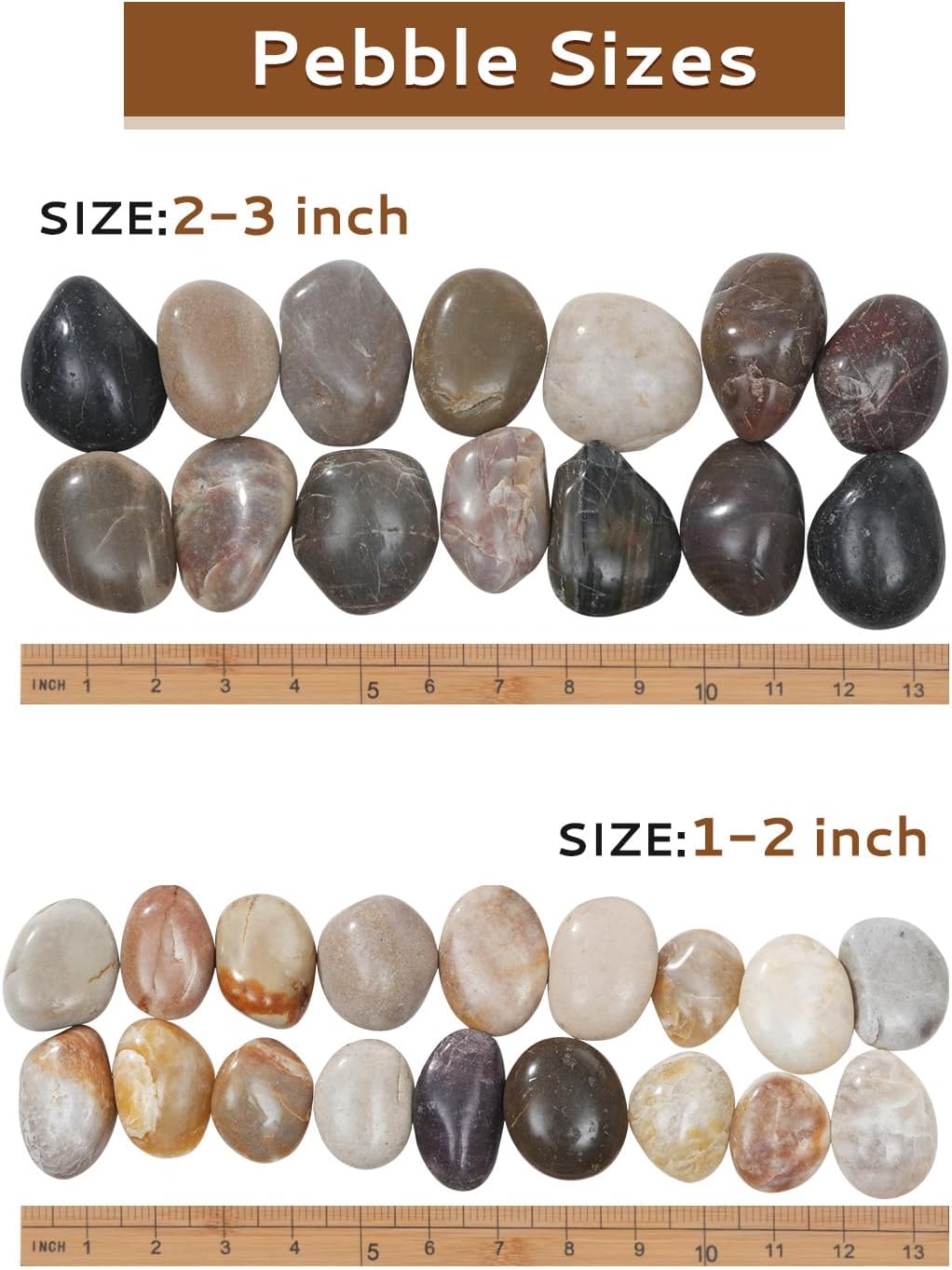 10 lbs River Rocks Pebbles 1-2 Inch Polished Decorative Stones Natural Pebbles for Plants,Aquarium Gravel,Vase Fillers,Zen Garden & Succulent Bowl - Smooth Indoor/Outdoor Landscaping Stones