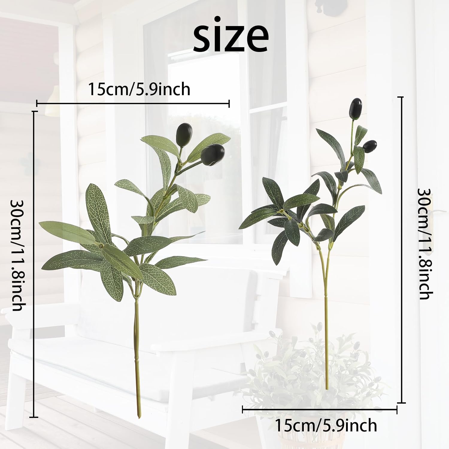10 Pcs 11.8" Artificial Olive Leaves Stems, Realistic Faux Plants Olive Tree Branches for Vase Decor, Wedding Centerpieces, Farmhouse Home Party Decor