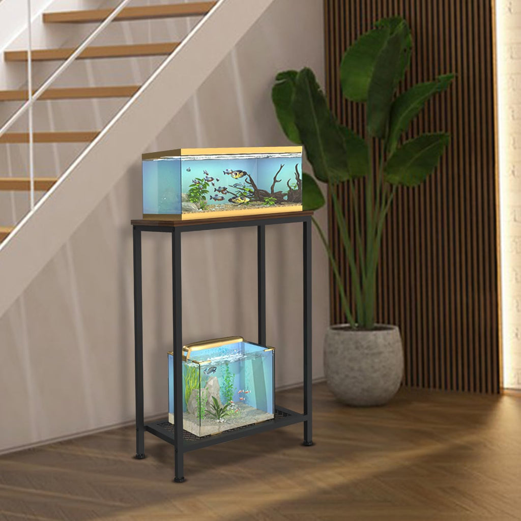 10 Gallon Fish Tank Stand, 2-Tier Small Aquarium Stand, Metal Reptile Breeder Turtle Terrarium Stand Rack Plant Stand for Home Office, Load 350lbs, 20.86" L x 11.81" W x 32.08" H, Black