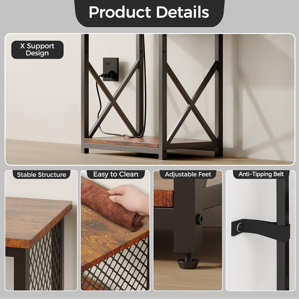 10 Gallon Fish Tank Stand with Power Outlet, 3 Tier Aquarium Stand with Shelf, Turtle/Reptile Tank Stand for Home Office,Adjustable Boards, 20.47''L×11.42''W×30.91''H, Retro Brown