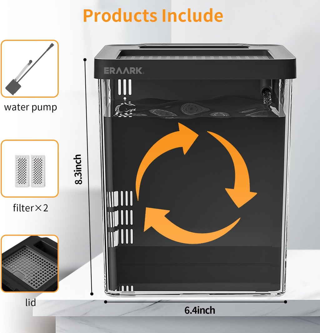 1.5 Gallon Betta Fish Tank Aquarium kit with Filter LED Light, Water Pump, Fish Tank Starter Kits, Fish Bowl