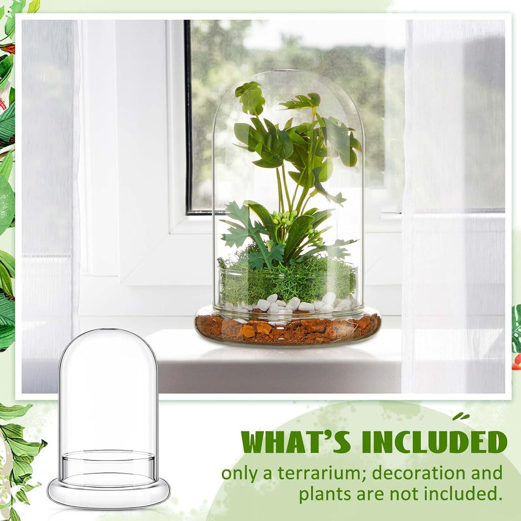 1 Pcs Glass Terrarium 5.9 x 7.9 Inch Terrarium Planter Container Clear Glass Dome Cloche with Airhole and Base for Plant Flower Home Tabletop Display Centerpiece, Plants Not Included