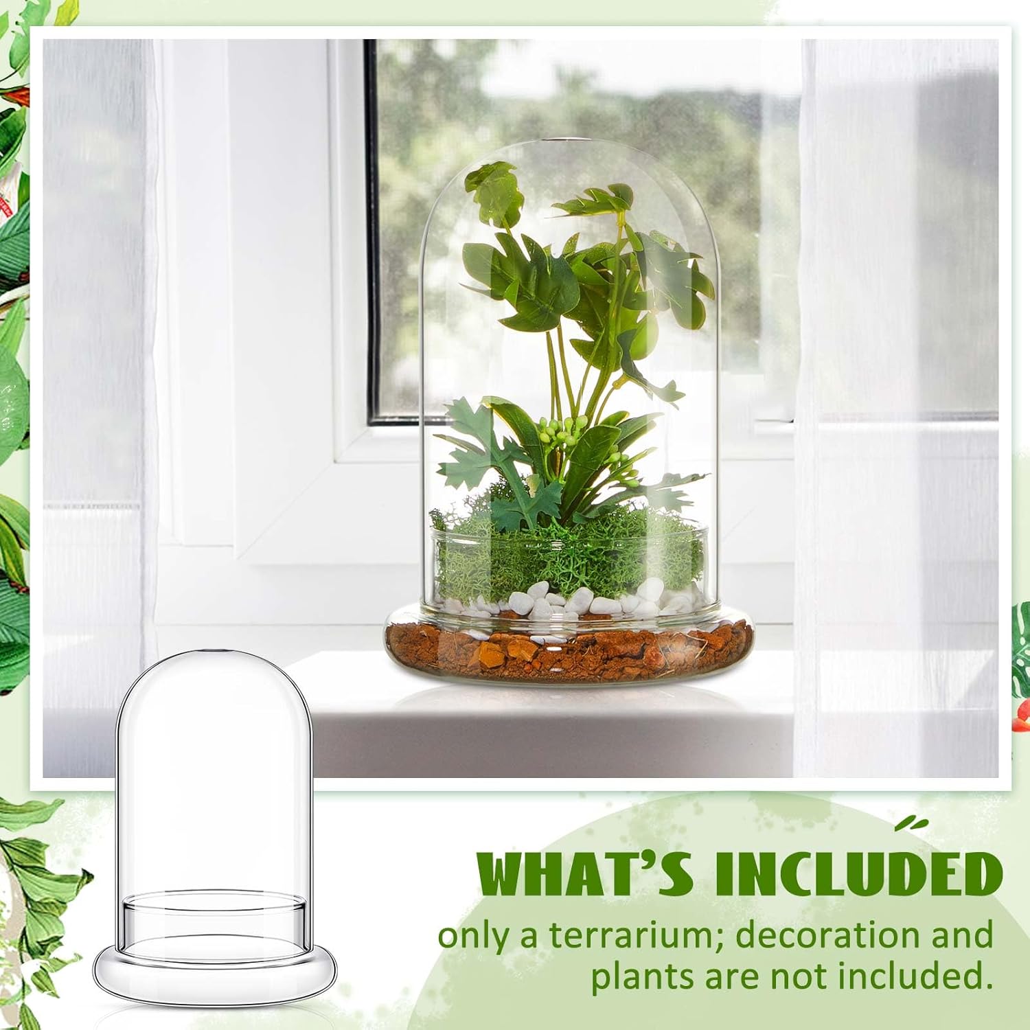 1 Pcs Glass Terrarium 5.9 x 7.9 Inch Terrarium Planter Container Clear Glass Dome Cloche with Airhole and Base for Plant Flower Home Tabletop Display Centerpiece, Plants Not Included