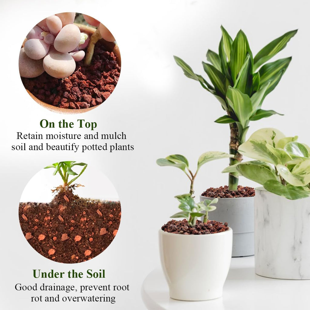 10 lbs Red Lava Rocks for Fire Pits,5-8 mm Crush Volcanic Rock Gravel Potting Mix for Succulent Cactus Bonsai Aquarium and Garden Landscaping