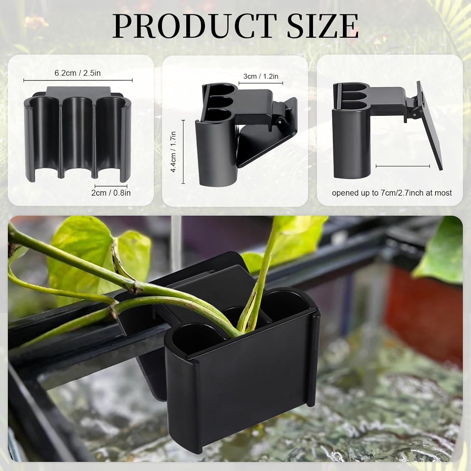1 Pack Hanging Aquarium Plant Holder – 3 Holes Aquatic Plant Cups, Fish Tank Holder for Aquatic Plants, Ideal for Aquarium Tank Decoration(Black)