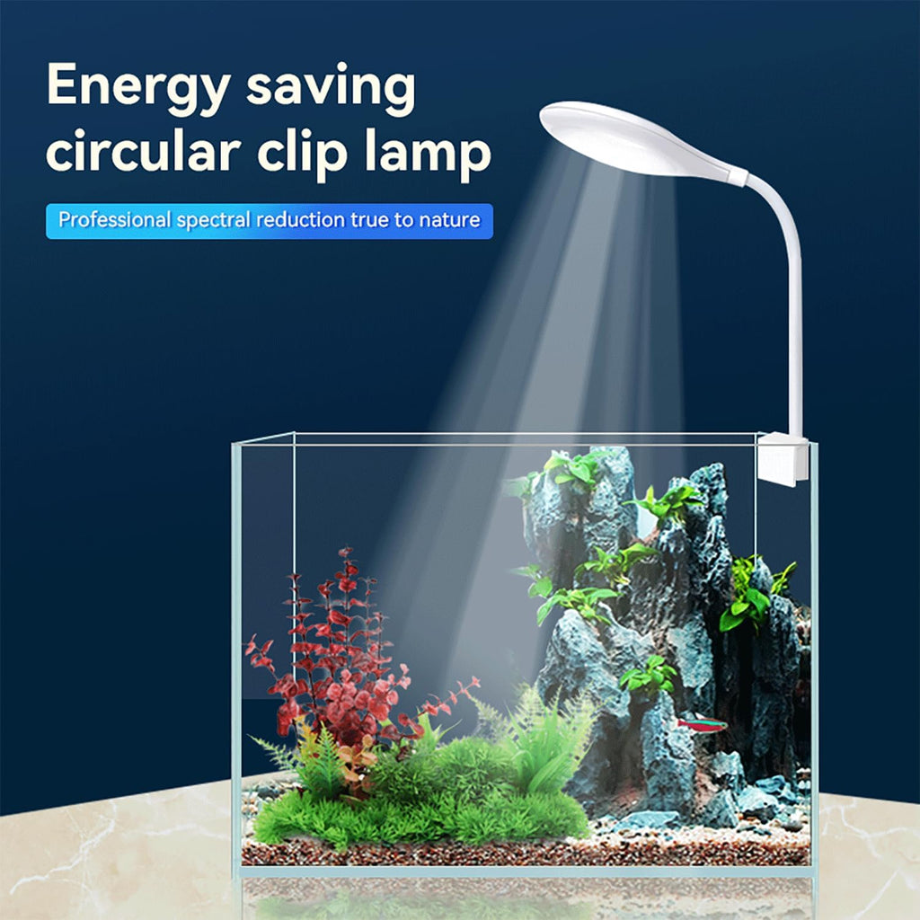 0.5-5 Gallon Fish Tank Clip On Aquarium Light with White Blue Red LEDs Small Aquarium Light,Full Spectrum Fish Tank Light with USB Port and 360 Degrees Flexible Rotate