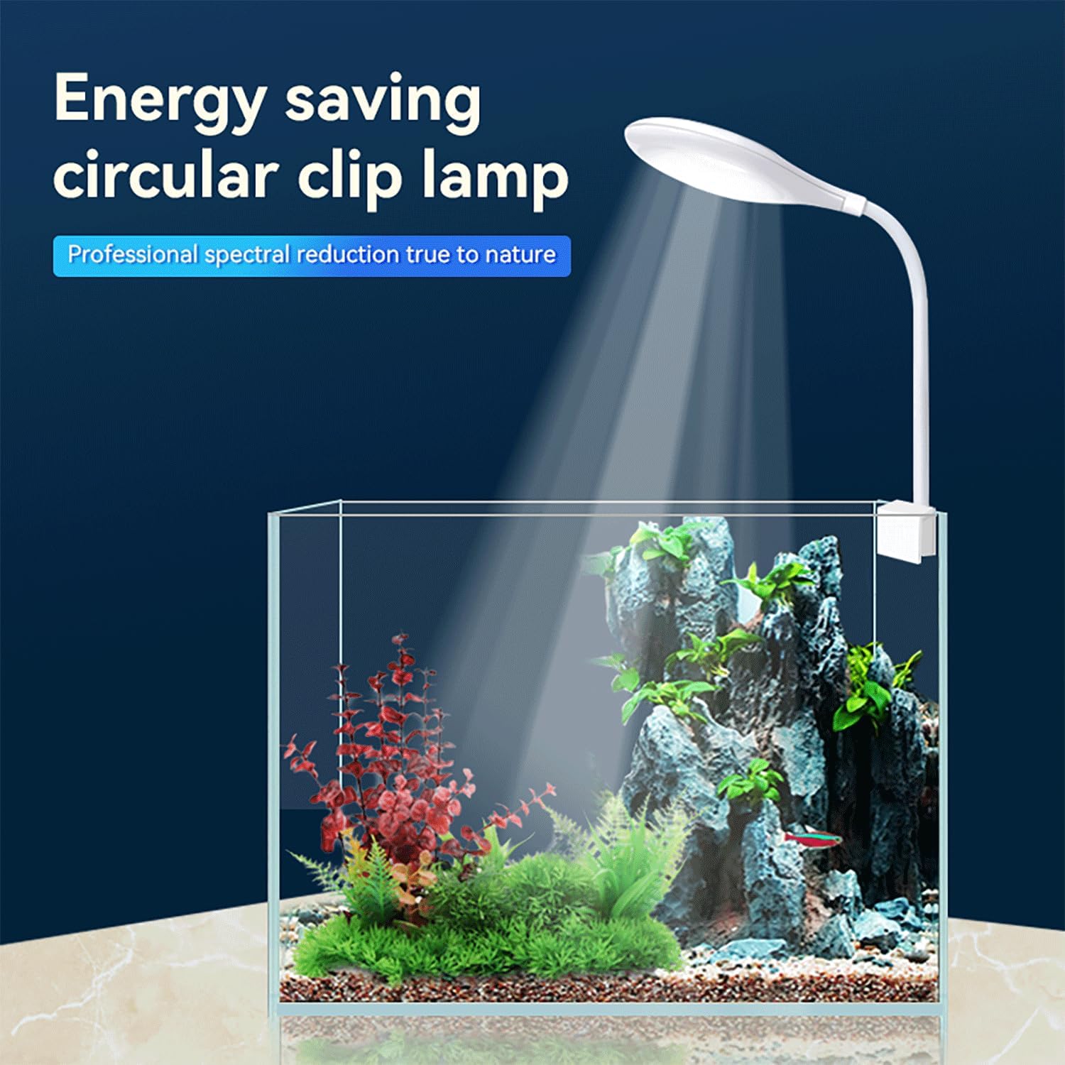 0.5-5 Gallon Fish Tank Clip On Aquarium Light with White Blue Red LEDs Small Aquarium Light,Full Spectrum Fish Tank Light with USB Port and 360 Degrees Flexible Rotate