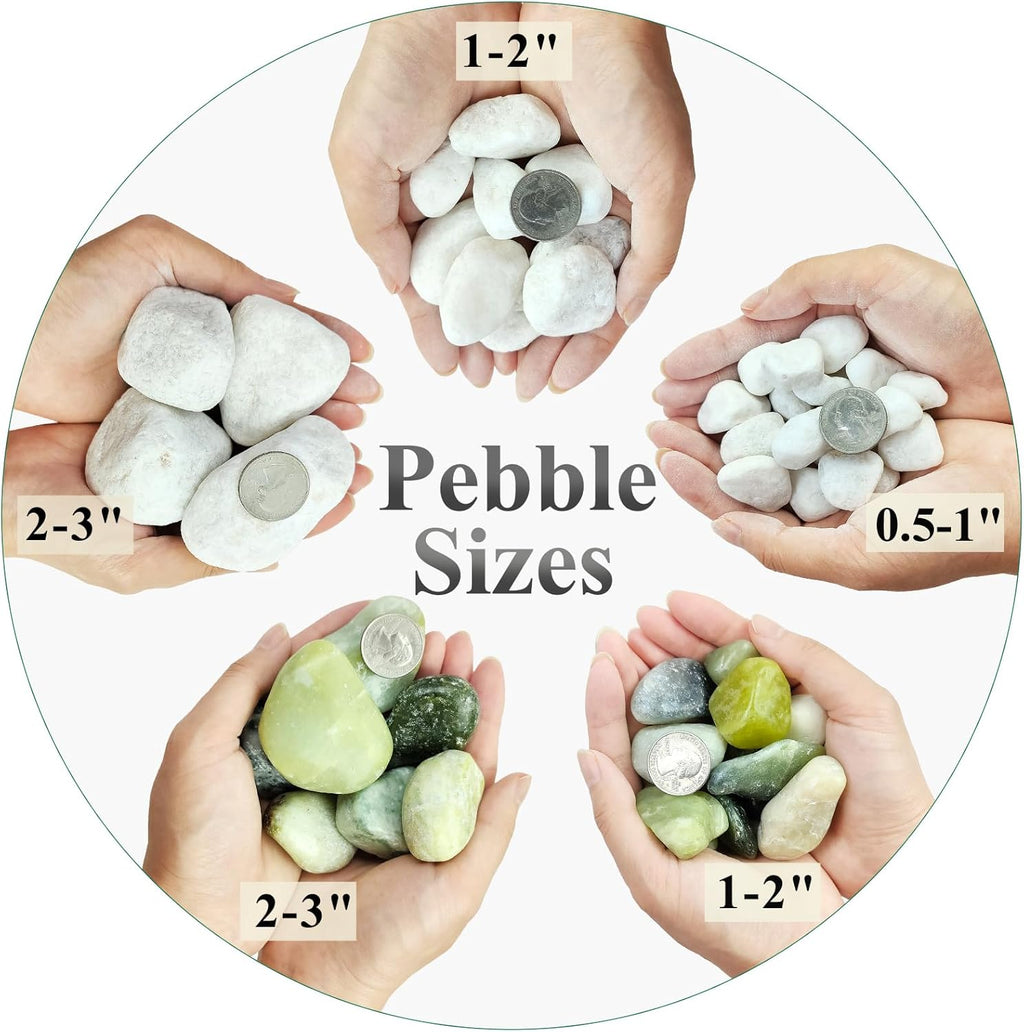 10 lbs White Gravel for Aquarium, 2-3 Inch Large Pebbles for Planters, Decorative River Rocks for Plants Indoor, Landscaping, Vases, Fish Tank, Crafting and Garden