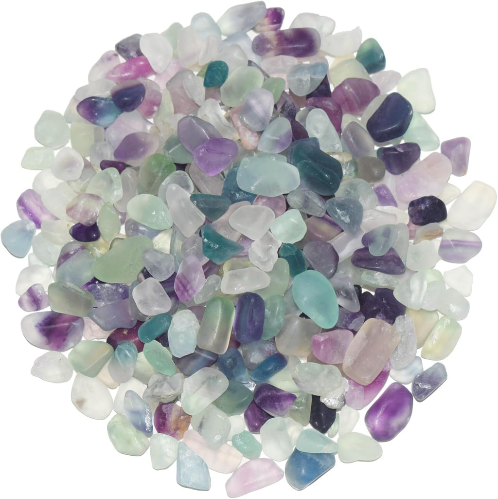 1 Lb/460g Pebbles for Indoor Plants, Bamboo, Sea Glass for Crafts, 0.2-0.35" Small Plant Pebbles for Pots Indoor Drainage, Fluorite Crystal Chips, Decorative Gravel for Aquarium, Fish Tank