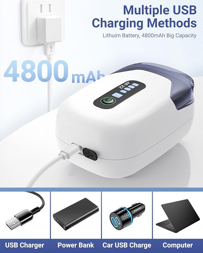 Aquarium Air Pump, Rechargeable Portable Oxygen Pump with Single/Dual Outlets, Quiet Aerator for Fish Tank up to 30/70 Gallon, Outdoor Fishing, Fish Transport and Power Cut.