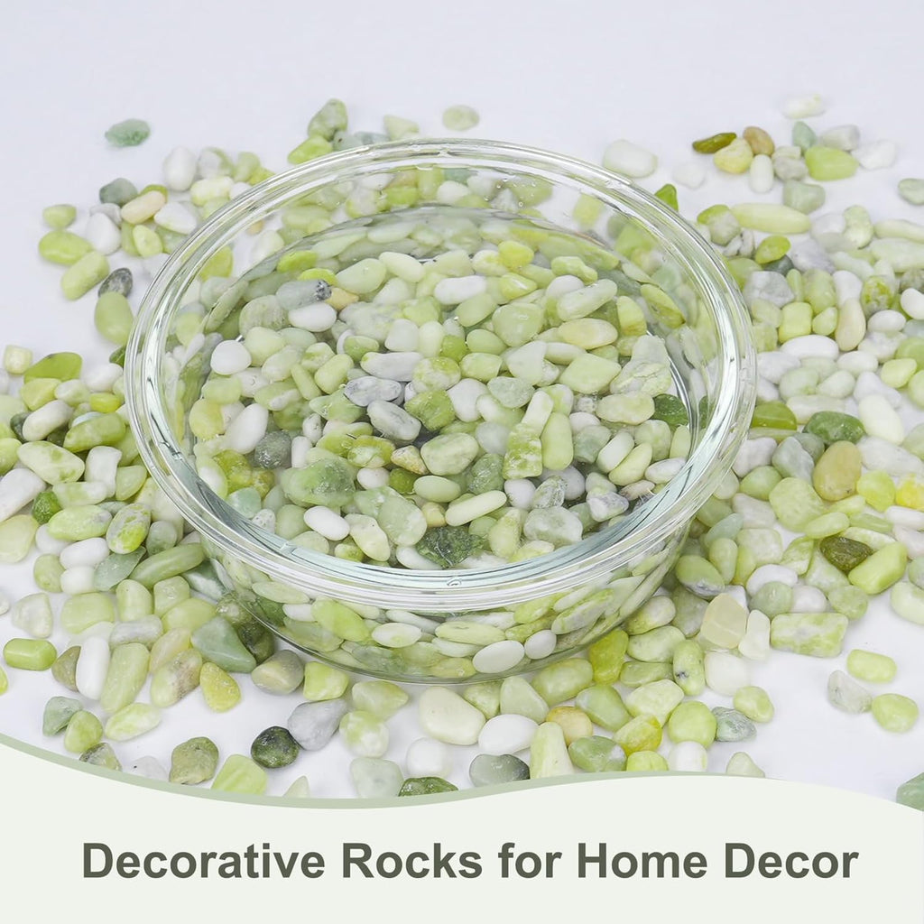 10 lbs Jade Pebbles for Indoor Plants, Decorative Pebbles for Bamboo, Vase, 3/8" Plant Gravel for Pots Indoor, Highly Polished Small River Rocks