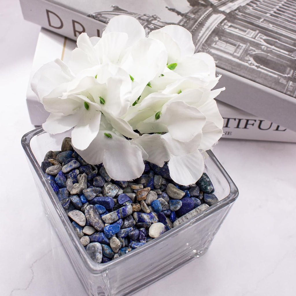 0.88 Lb Lapis Lazuli Crushed Stones Aquarium Gravel Rocks Bulk, Natural Healing Reiki Crystals Stones Chips Polished Tumbled Quartz Rock for Garden|Vase Filler|Fish Turtle Tank Decorations