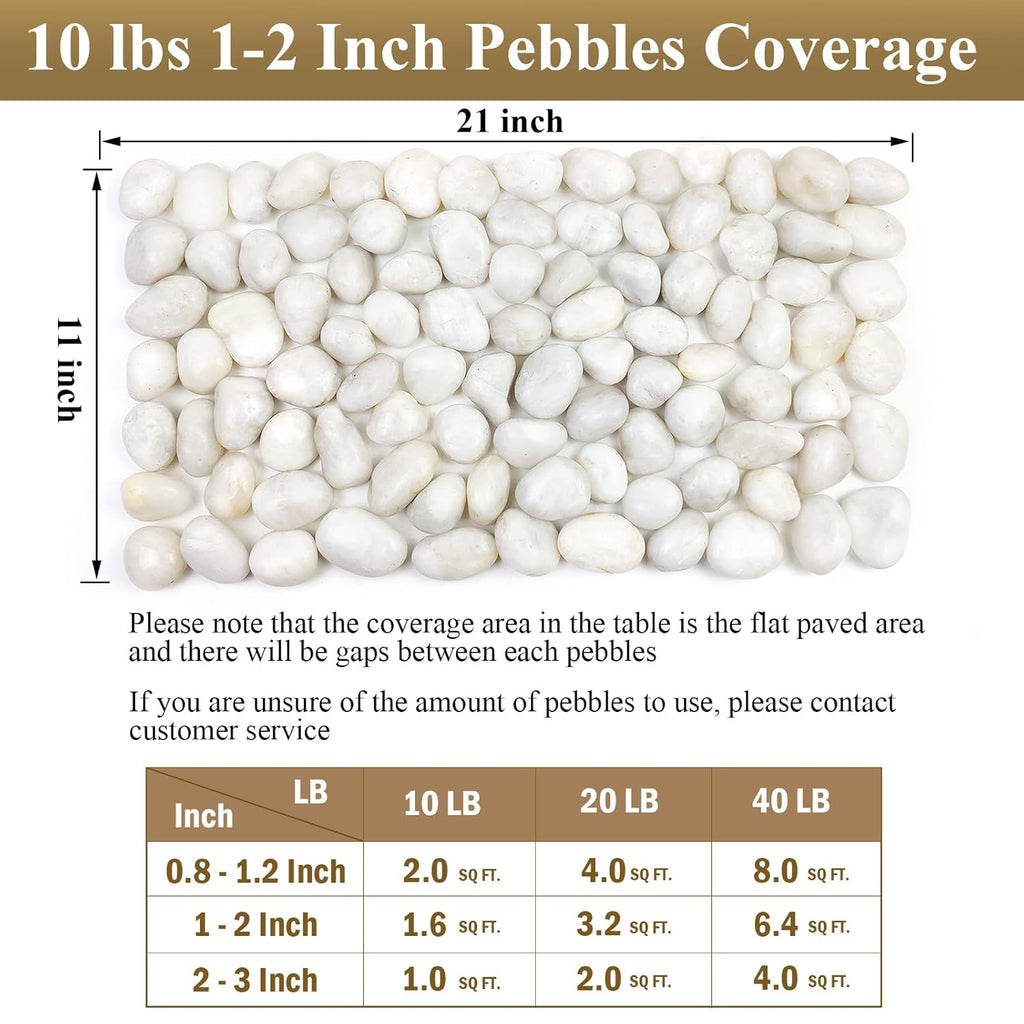 10 lbs White River Rocks, 1-2 Inch Polished Pebbles for Indoor Plants, Decorative White Stones for Plants, Vase, Aquarium, Fish Tank, Landscaping and Garden