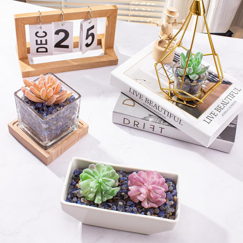 0.5 Lb/230g Blue Agate Crushed Stone Tumbled Chips Bulk, Natural Polished Aquarium Gravel Rocks Crystals Stones Decorative Fish Tank Pebbles Vase Filler - 5-7mm