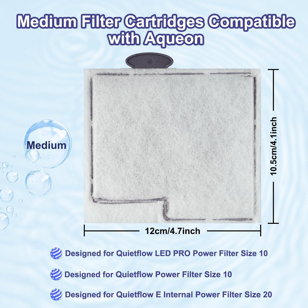 10 Pack Medium Filters Cartridges Compatible with Aqueon QuietFlow LED PRO Power Filter Size 10, E Internal Power Filter Size 20,10 Gallon Fish Tank