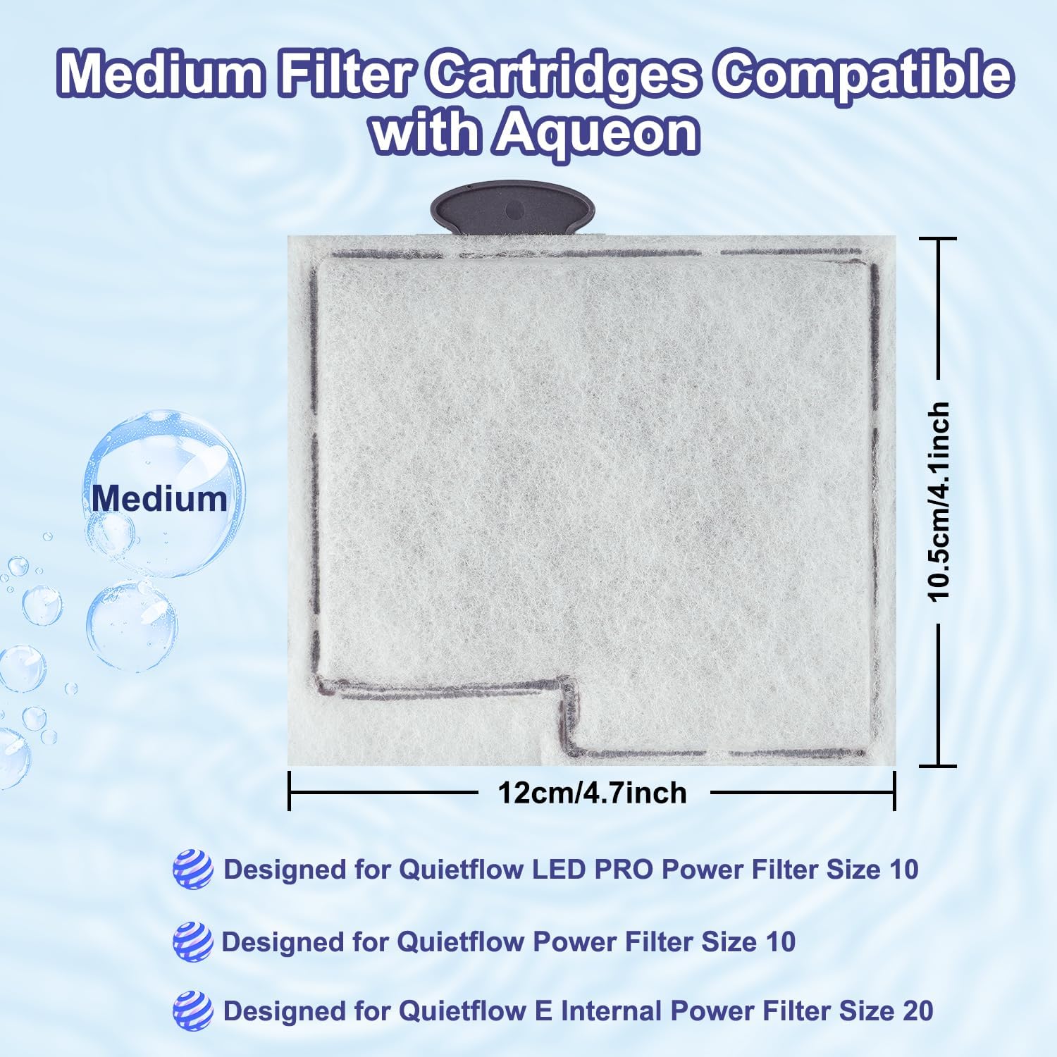 10 Pack Medium Filters Cartridges Compatible with Aqueon QuietFlow LED PRO Power Filter Size 10, E Internal Power Filter Size 20,10 Gallon Fish Tank