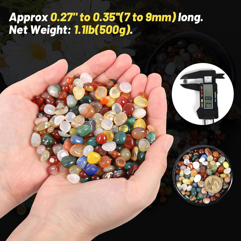 1.1lb Natural Multicolor Agate Crystal Tumbled Chips-Agate Healing Crystals Chips, Crushed Crystal Gemstones for Crafts, Beautiful Package for Gift (Multicolor Agate)