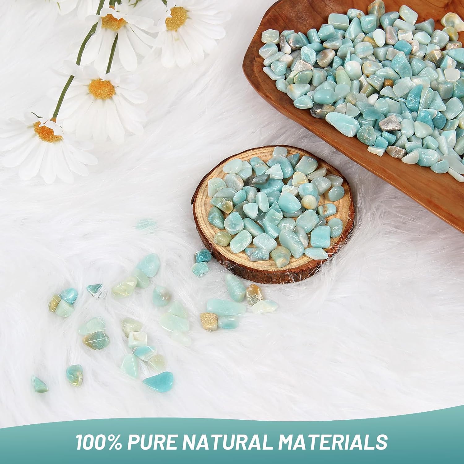 1.1lb Natural Crushed Amazonite Crystal Tumbled Chips-Healing Crystals Chips Bulk, Crushed Crystal Gemstones for Crafts, Beautiful Package for Gift (Amazonite)