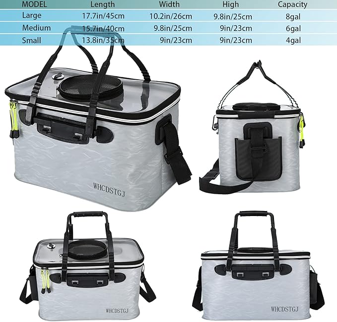 Transparent Lid Fishing Bucket, Portable Foldable Fishing Bucket, Bait Bucket, Fish Bucket, Live Bait Storage. (6 gallons)