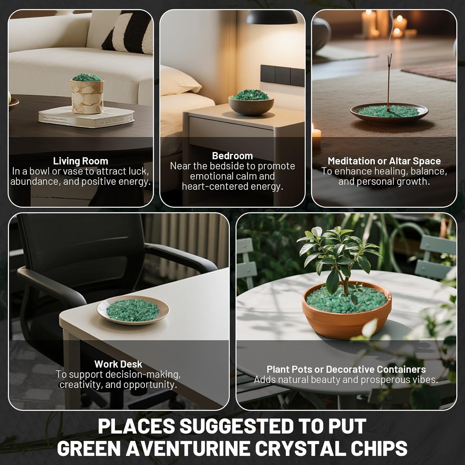 1.1lb Natural Crushed Green Aventurine Quartz Crystal Tumbled Chips-Green Aventurine Healing Crystals Chips Bulk, Crushed Crystal Gemstones for Crafts, Beautiful Package for Gift