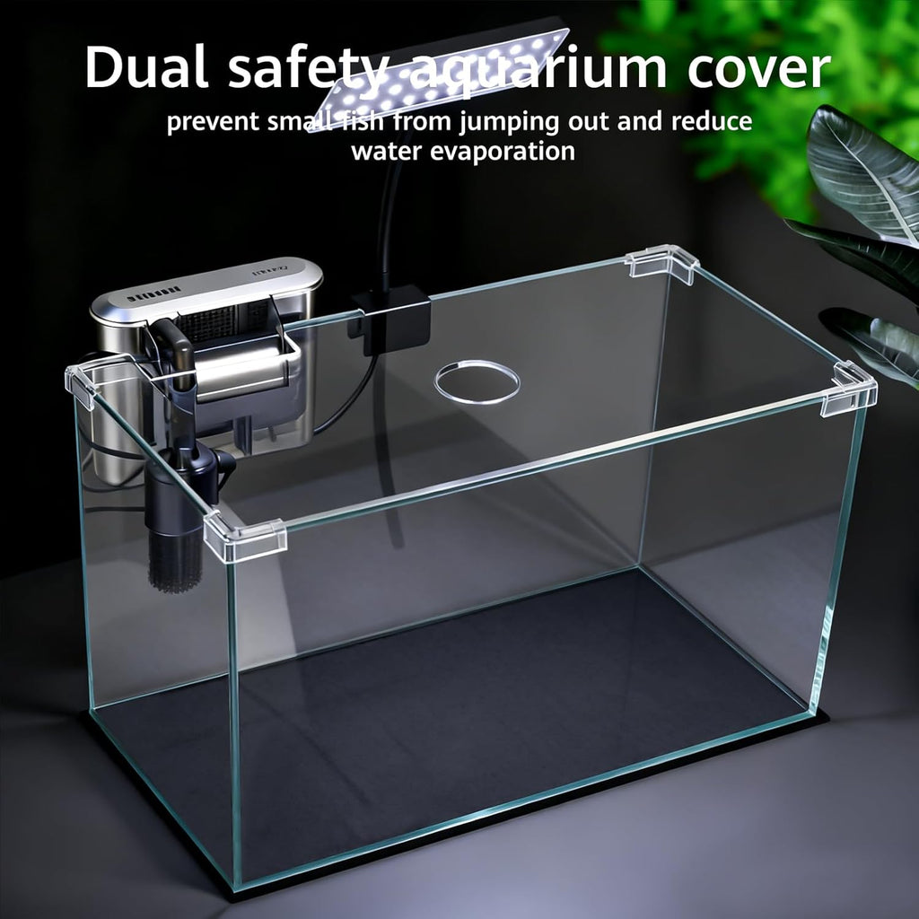 10 Gallon Glass Small Fish Tank with Filter Light and Lid, Aquarium Starter Kit