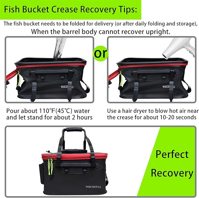 Fishing Bucket, Versatile Foldable Portable Fishing Bucket The 6 Gallon EVA Fish Bucket is Suitable for Storing Live Fish and Fresh Bait.…