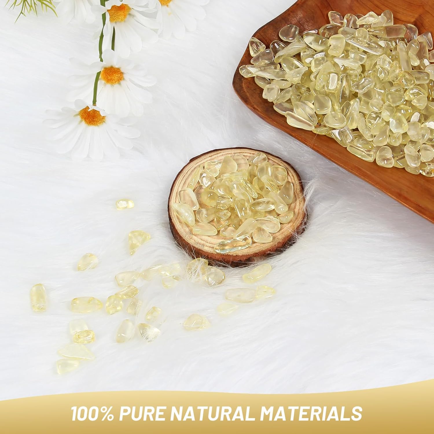 1.1lb Natural Crushed Citrine Quartz Lemon Quartz Tumbled Crystal Chips-Citrine Quartz Healing Crystals Bulk, Beautiful Package for Gift