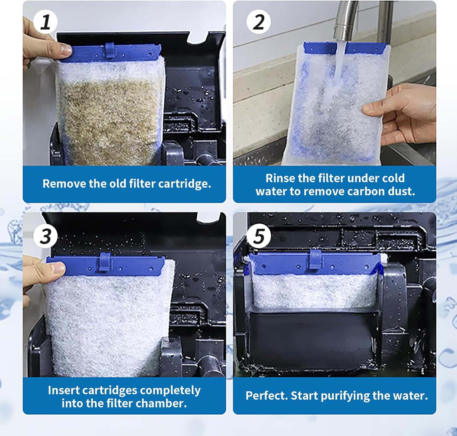 10 Count Large Filter Cartridges Compatible with Whisper Bio Bag Filters, Large Aquarium Filter Cartridge for Whisper 20i 40i, IQ20/30/45/60, PF20/30/40/60 and Repto Filter